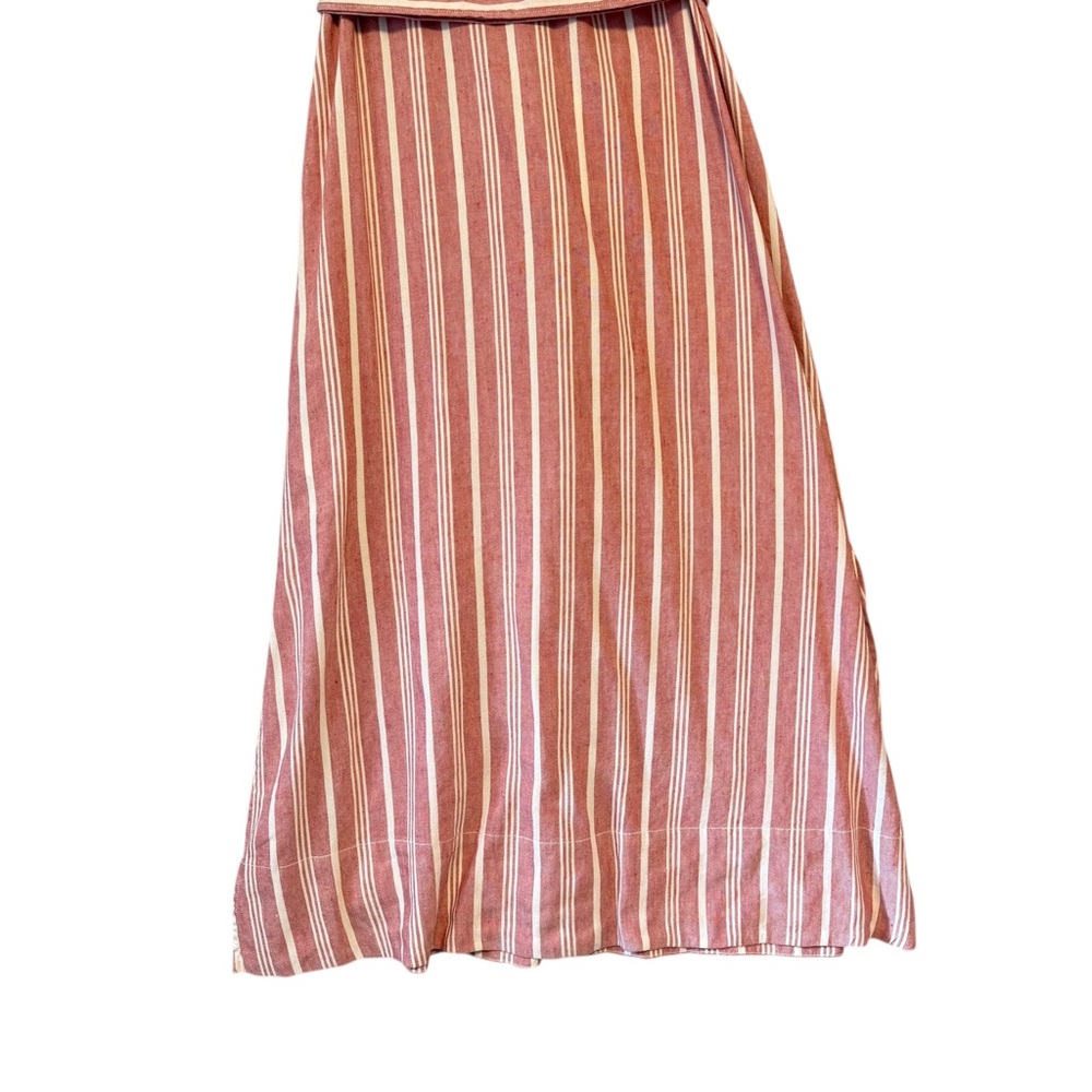 Club Monaco | Sleeveless Button Front Striped Linen Blend Midi Dress Size 6 - Picture 8 of 10
